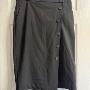 DKNY Black Pencil Skirt with Button Detail